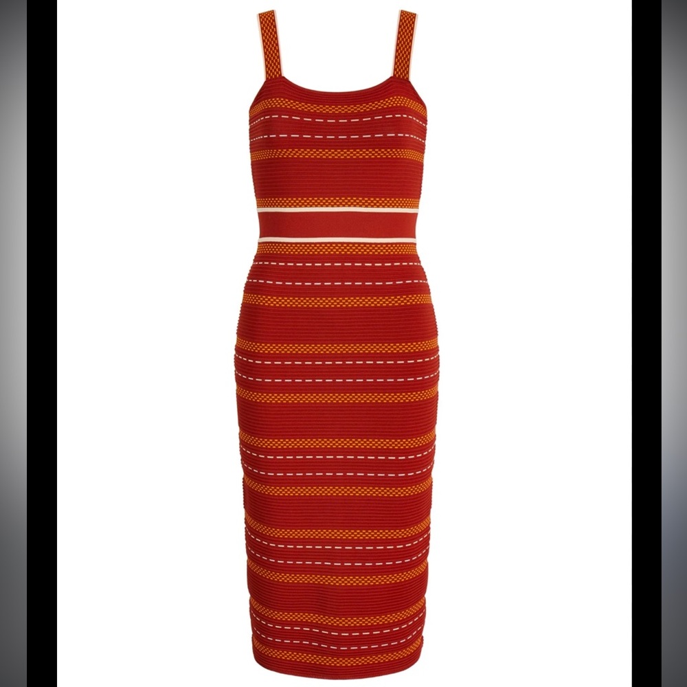 New York &‎ Company Legacy Collection Fired Brick Square Strap Midi Dress NWT L